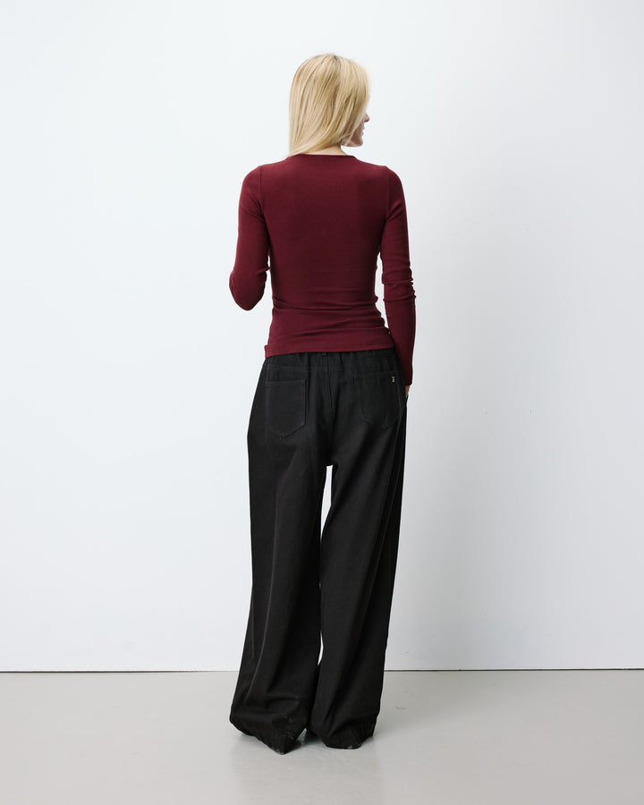 Ruched V-neck wrap top cherry Azul