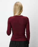 Ruched V-neck wrap top cherry Azul