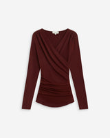 Ruched V-neck wrap top cherry Azul