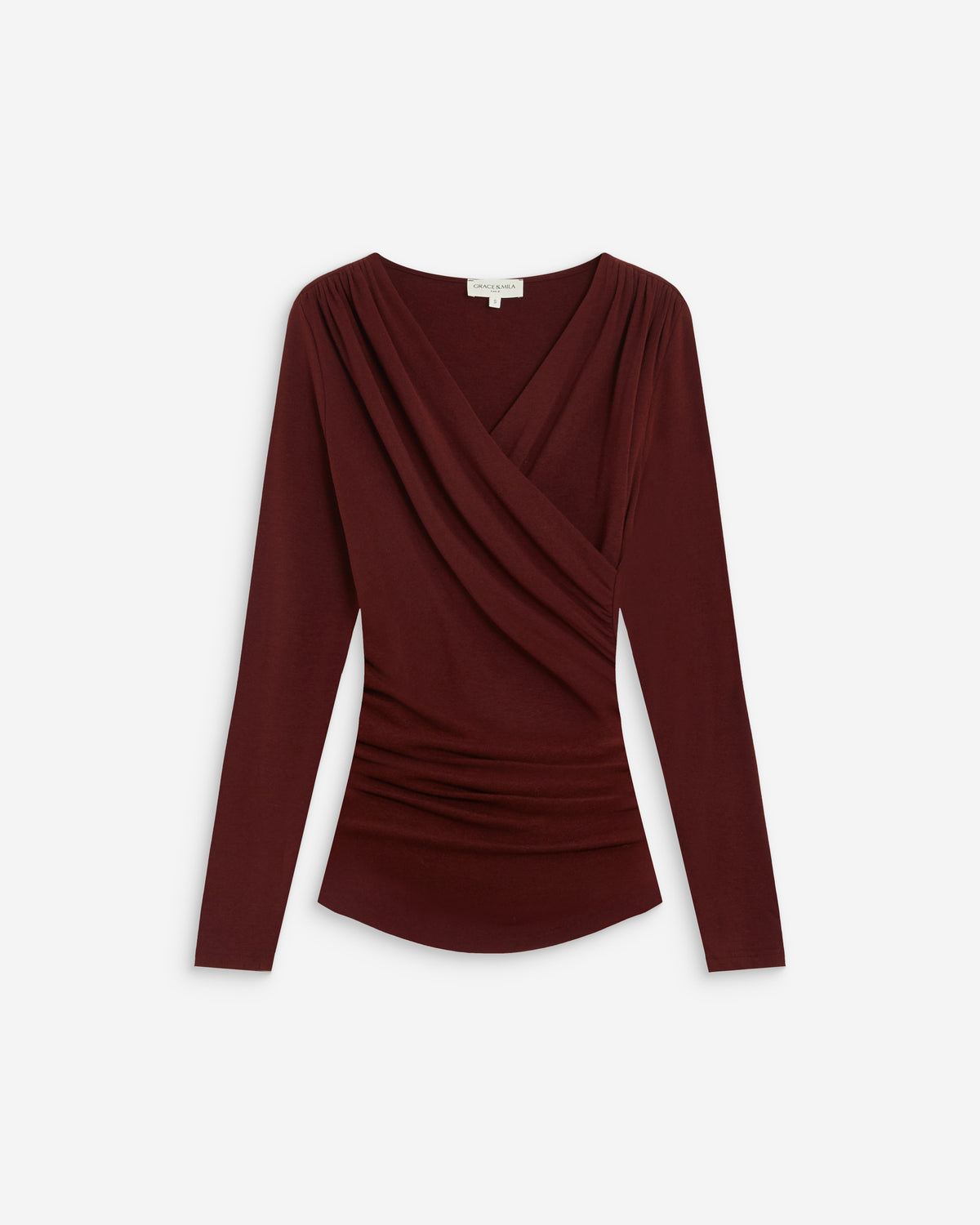 Ruched V-neck wrap top cherry Azul