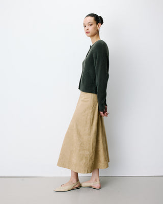 Cardigan doux col rond boutonné kaki Aleron