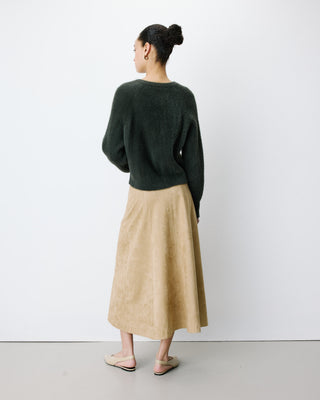 Cardigan doux col rond boutonné kaki Aleron