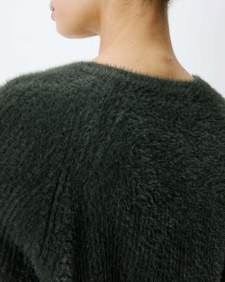 Cardigan doux col rond boutonné kaki Aleron
