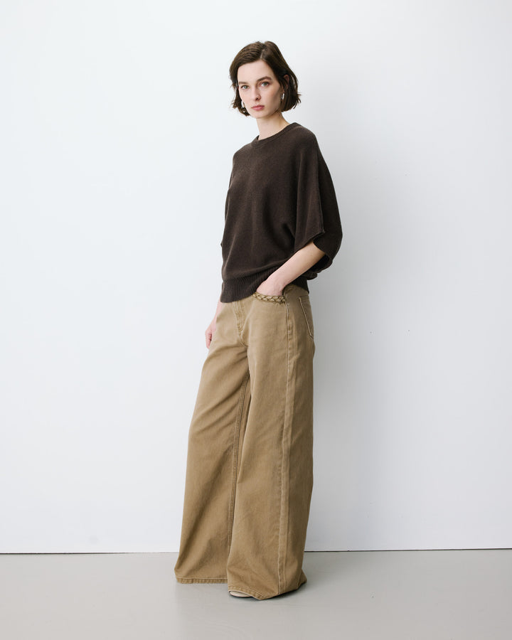 Pull oversize manches kimono 3/4 chocolat Almus