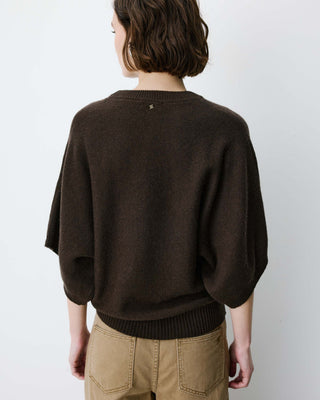 Pull oversize manches kimono 3/4 chocolat Almus