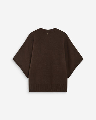 Pull oversize manches kimono 3/4 chocolat Almus