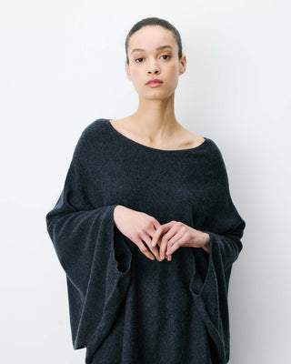 Pull poncho col bateau manches larges anthracite Adela