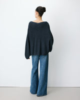 Pull poncho col bateau manches larges anthracite Adela
