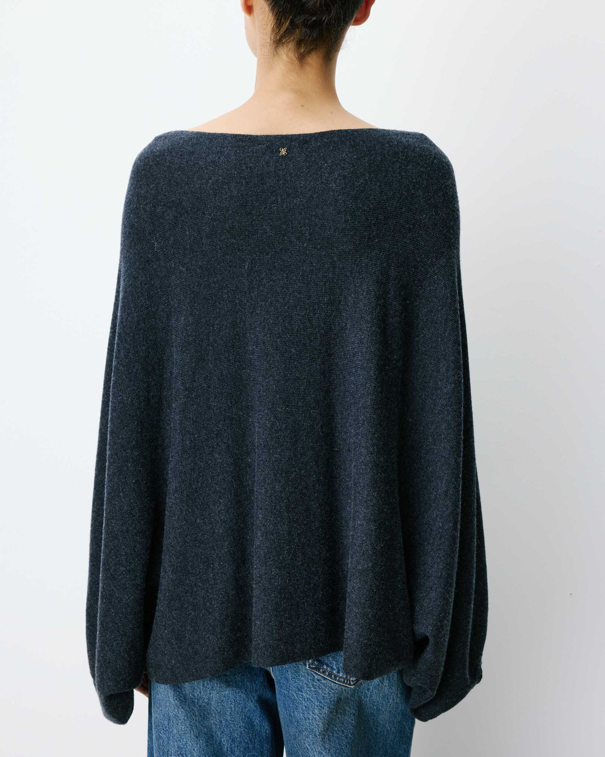 Pull poncho col bateau manches larges anthracite Adela