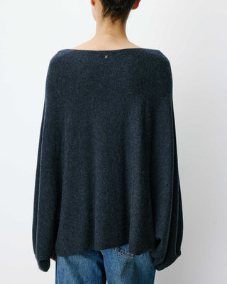Pull poncho col bateau manches larges anthracite Adela