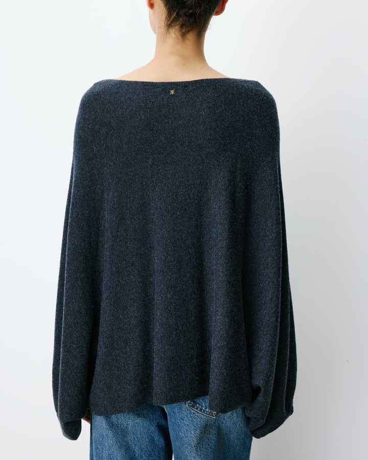 Pull poncho col bateau manches larges anthracite Adela