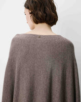 Pull poncho col bateau manches larges taupe Adela