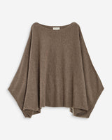 Pull poncho col bateau manches larges taupe Adela