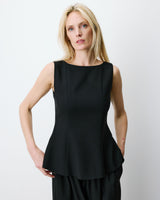 Top peplum sans manches col rond noir Argent