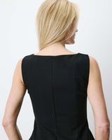 Top peplum sans manches col rond noir Argent