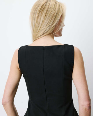 Top peplum sans manches col rond noir Argent