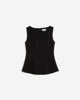 Top peplum sans manches col rond noir Argent