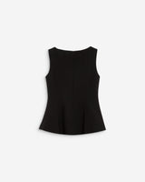 Top peplum sans manches col rond noir Argent