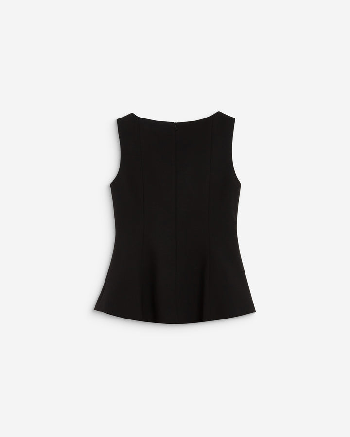Top peplum sans manches col rond noir Argent