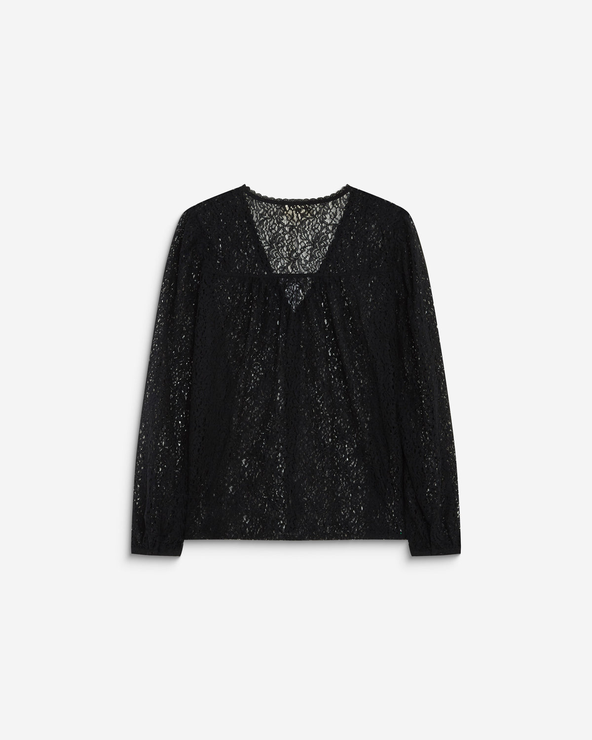 Blouse en dentelle col V manches longues noir Aurora