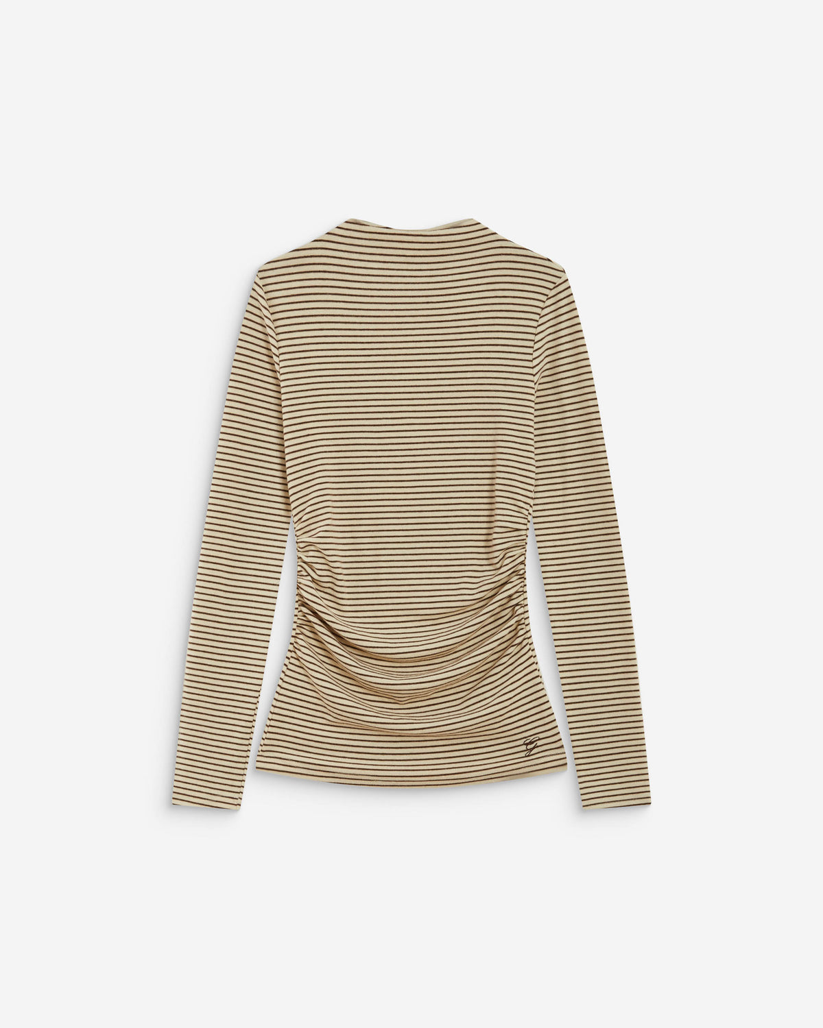 Top rayé taille froncée manches longues sable Aralee