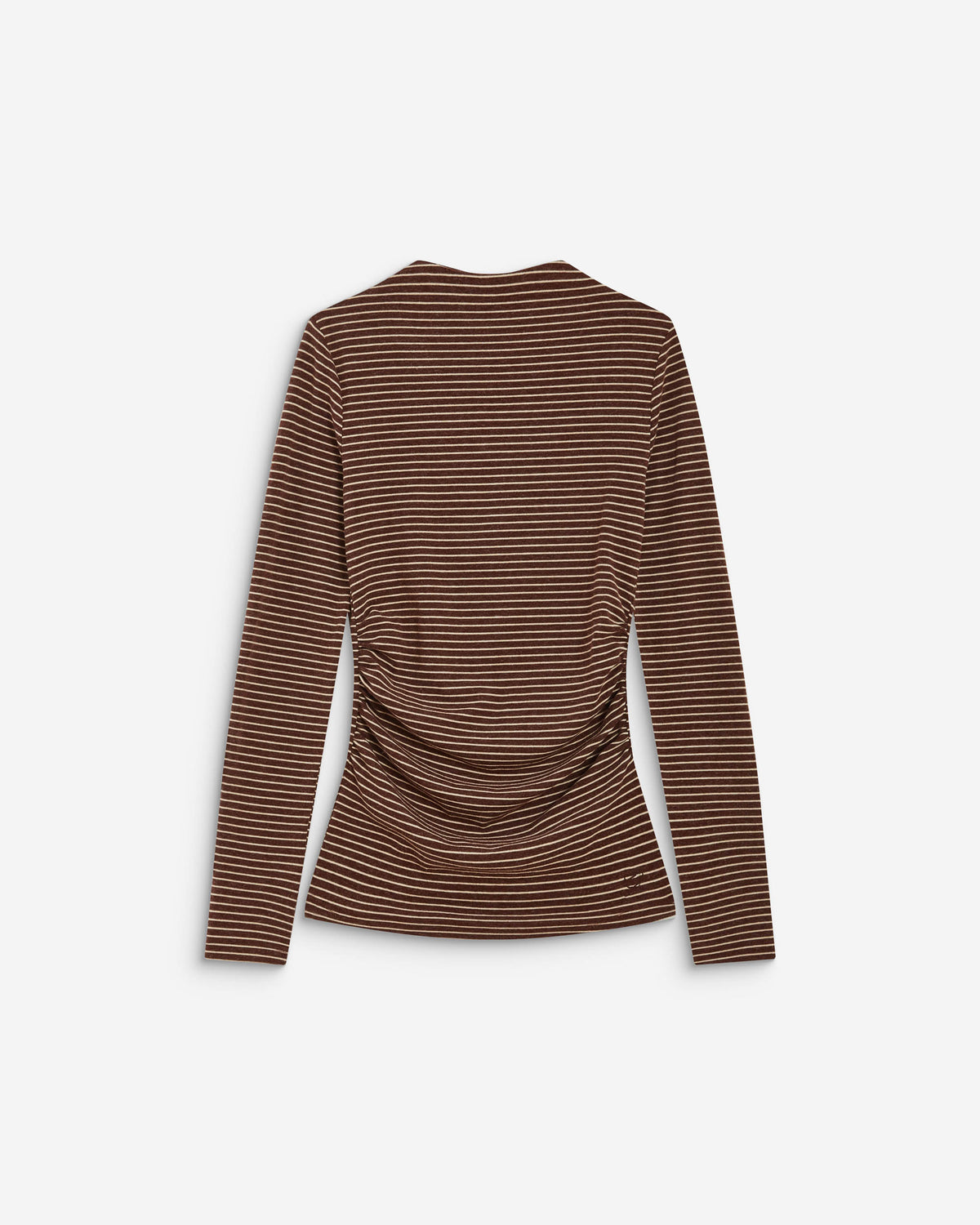 Top rayé taille froncée manches longues terracotta Aralee