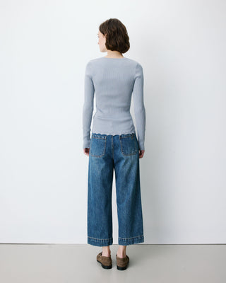 Pull ajusté en maille fine lurex ciel Abbott