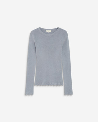 Pull ajusté en maille fine lurex ciel Abbott