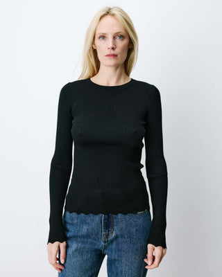 Pull ajusté en maille fine lurex noir Abbott