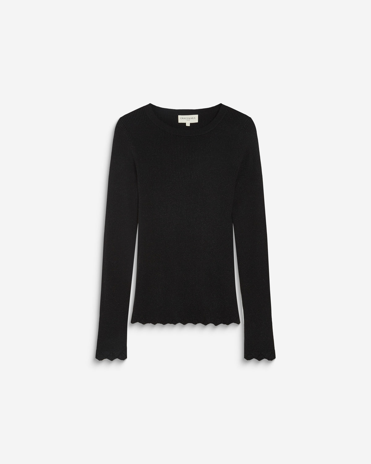 Pull ajusté en maille fine lurex noir Abbott