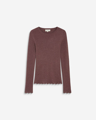 Pull ajusté en maille fine lurex parme Abbott