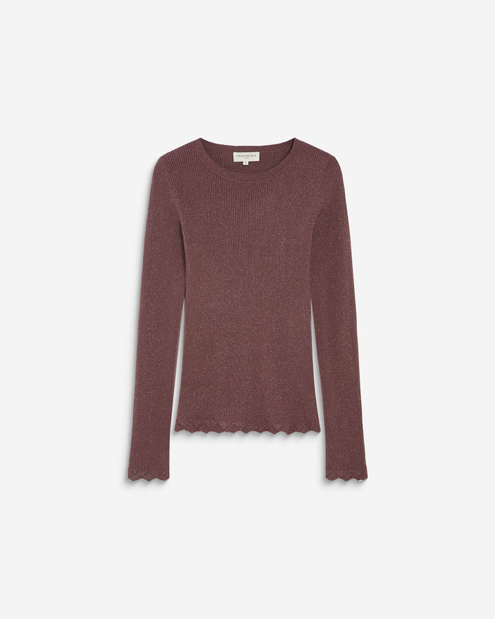 Pull ajusté en maille fine lurex parme Abbott