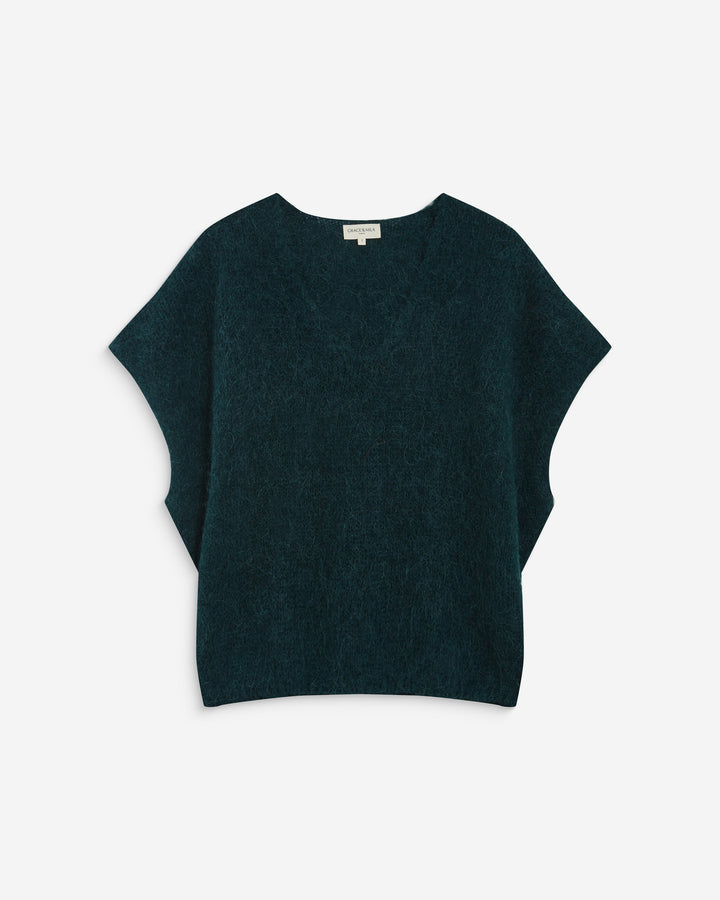 Pull ample sans manches en alpaga mélangé emeraude Atticus