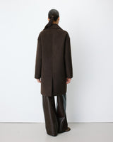 Long double-breasted coat chocolat Alois