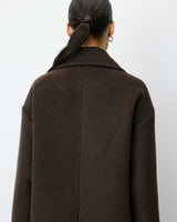 Long double-breasted coat chocolat Alois