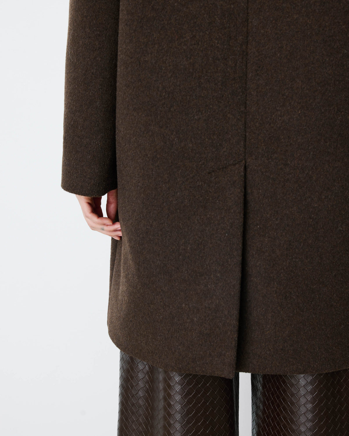 Long double-breasted coat chocolat Alois