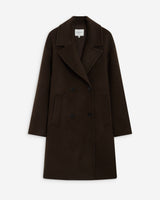 Long double-breasted coat chocolat Alois