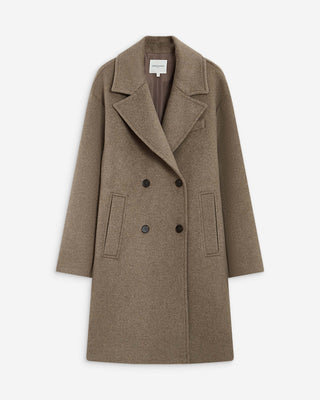 Manteau long croisé en laine mélangée grege Alois