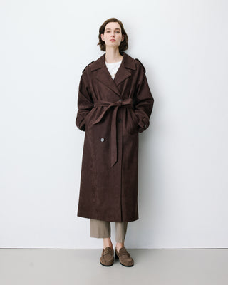 Gabardina larga efecto ante chocolat Astrid