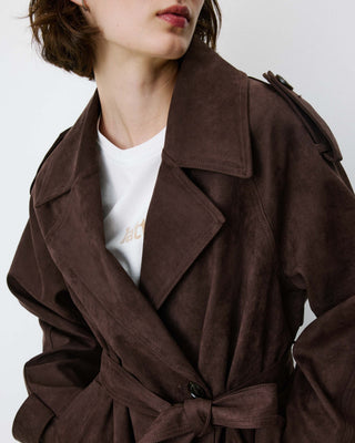 Gabardina larga efecto ante chocolat Astrid