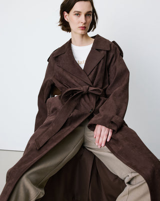 Gabardina larga efecto ante chocolat Astrid