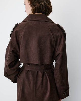 Gabardina larga efecto ante chocolat Astrid