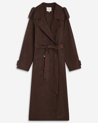 Gabardina larga efecto ante chocolat Astrid