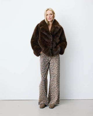 Manteau fausse fourrure croisé chocolat Amy
