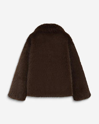 Manteau fausse fourrure croisé chocolat Amy