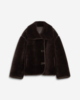 Manteau en fausse fourrure oversize boutonné chocolat Amelio