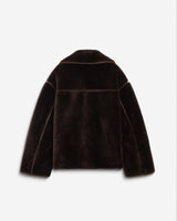 Manteau en fausse fourrure oversize boutonné chocolat Amelio
