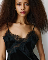 Short velvet dress with lace noir Blair