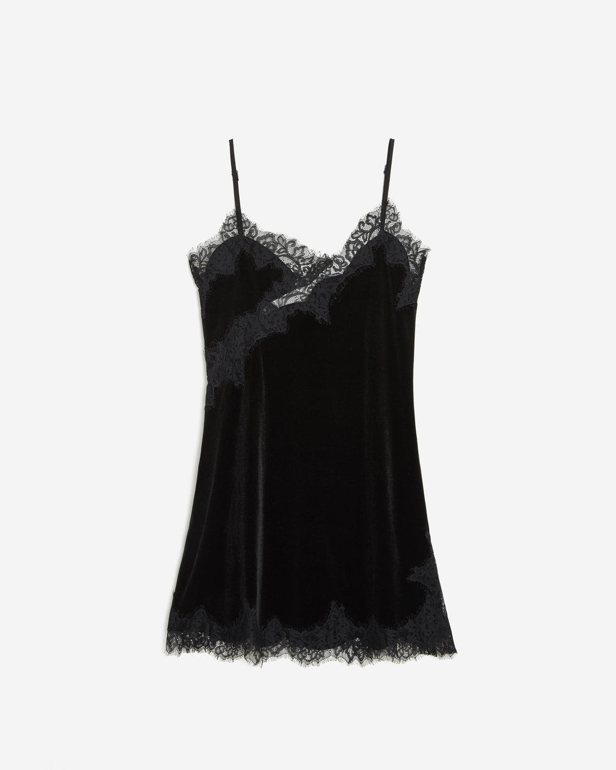 Short velvet dress with lace noir Blair