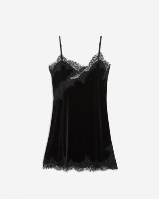 Short velvet dress with lace noir Blair